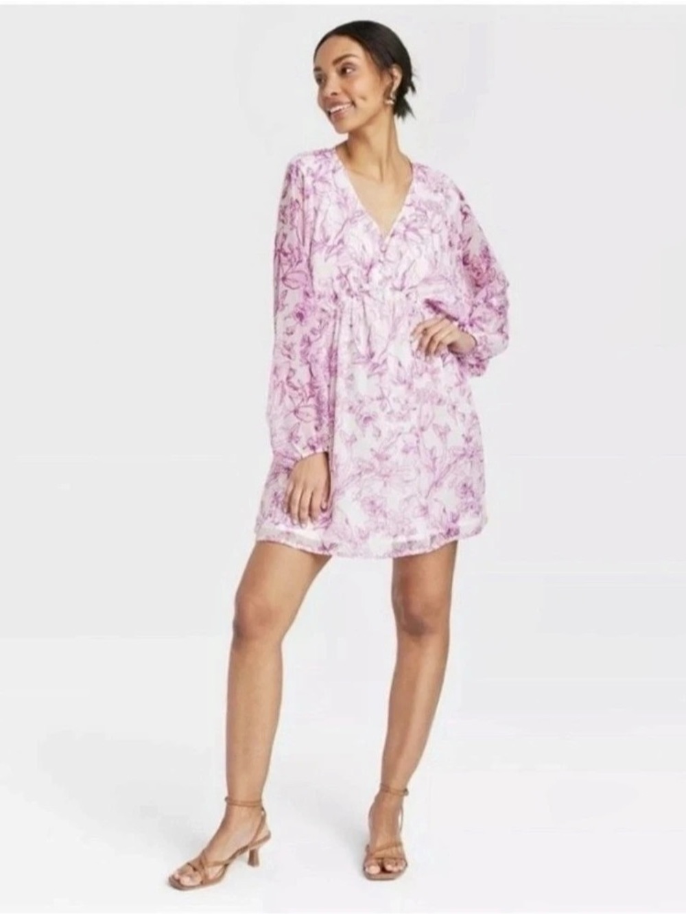 Cremieux Floral Mini Dress in Pink & White Size XS Like New